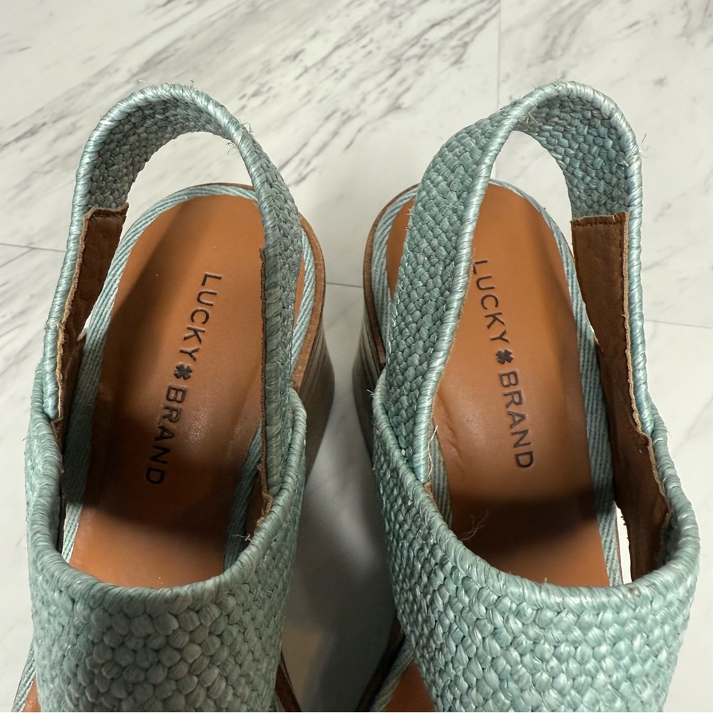 Lucky Brand Delukah Blue Platform Wedge Sandal 5 1/2 - Picture 12 of 14